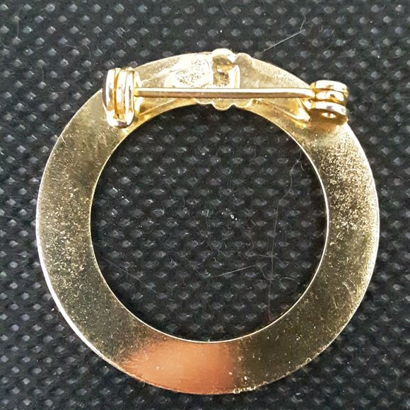 Vintage Circle Gold Tone Pin Brooch - Picture 5 of 6
